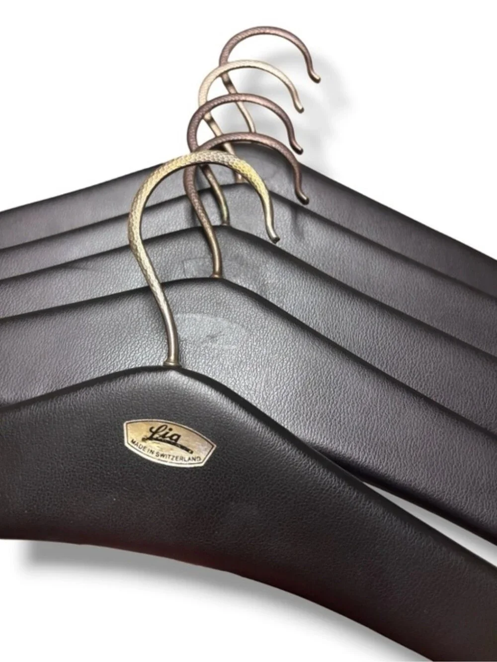 LIA OF SWITZERLAND Mid Century Luxury Covered Hangers Set of 5 VINTAGE